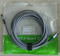 Câble VR USB 3.2 Gen1 Type C de 5 m (16 pi) de qualité supérieure, à angle droit de 90 degrés, avec boîtier métallique, pour charge rapide, compatible avec les modèles 1 et 2.