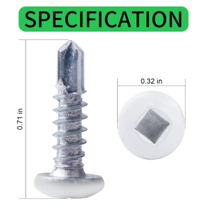 Viti autofilettanti esterne per rimorchio con azionamento quadrato bianco avvitabile 8x viti da trapano autofilettanti in acciaio 1/2 - Product Image 4