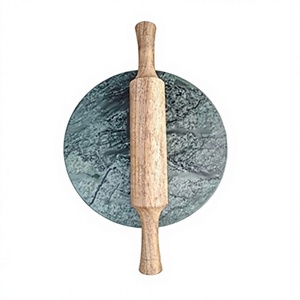 Tabla de Repostería Redonda de Mármol de Diseño Estándar con Rodillos de Madera, Calidad Premium, Tamaño Personalizado, Chakla Belan - Product Image 1