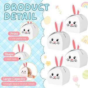 Sacs cadeaux lapin, boîtes <span class=keywords><strong>de</strong></span> friandises <span class=keywords><strong>de</strong></span> Pâques, sacs en papier pour friandises, jolies boîtes cadeaux pour bonbons, sacs à biscuits en forme <span class=keywords><strong>de</strong></span> lapin pour fêtes - Product Image 5