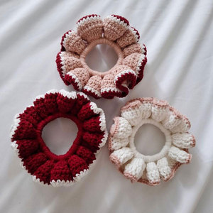 Coletero de Ganchillo Hecho a Mano con Volantes para Mujer, Estilo Dulce, Color Degradado Rosa y Amarillo, Elástico, para Uso Diario, 25x6cm, de Algodón - Product Image 3