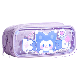 Fournitures scolaires, étui à crayons transparent uniquement pour les élèves, toile, dessin animé, papeterie mignonne, boîte à crayons en toile, belle, grande capacité - Product Image 6