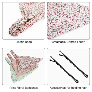Fascia <span class=keywords><strong>per</strong></span> <span class=keywords><strong>Capelli</strong></span> da <span class=keywords><strong>Donna</strong></span> con Stampa Floreale Elastica Nuova Moda Bohémien Vintage Triangolare Bandana Scrunchies - Product Image 4