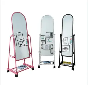 定制尺寸圣诞奢华时尚镜子全长站立镜子，带黑白粉色框架