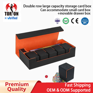 Boîte de rangement pour cartes Torson, grande capacité, en cuir PU, coins carrés durables, portable, personnalisable, pour cartes Pokémon, Yugioh, MTG, TCG - Product Image 1