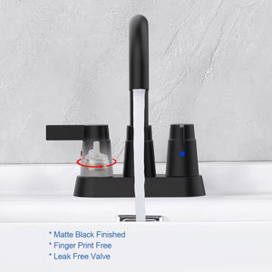 Robinet de salle de bain 4 pouces 3 trous pour lavabo Robinet de salle de bain à <span class=keywords><strong>2</strong></span> poignées Robinet de lavabo à bec pivotant à 360 degrés - Product Image 6