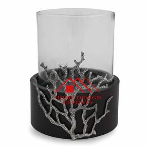 Portavelas Único con Vaso de Vidrio para Decoración de Bodas, Base de Madera de Alta Calidad - Product Image 2