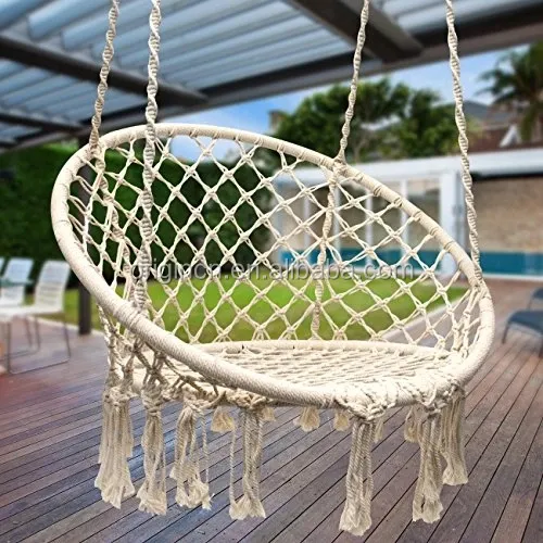 Patio furniture tasteful bohemian style handmade cotton rope woven Bohemian hanging chair