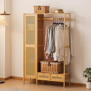 Rattan Wardrobe With Hinged Door Easy Assemble For Bedroom Small Apartment Multi Functional Floor Standing <b>Clothes</b> <b>Rack</b> - Product Image 1