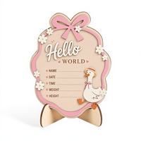 Panneau d'annonce de naissance Silly Goose, panneau en bois « Hello World » pour les étapes importantes, pour le premier anniversaire, cadeau souvenir de baby shower, artisanat