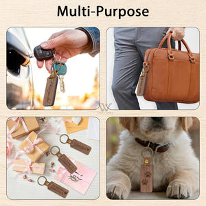 Nouveau produit personnalisé bricolage Laser gravé bois porte-clés Laser porte-clés motif personnalisé Logo en bois métal porte-clés - Product Image 4