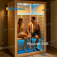 DR.HUGO Rejuven SU6 Premium, sauna intérieur pour 2 personnes, cabine de sauna infrarouge en bois de cèdre avec porte en verre trempé