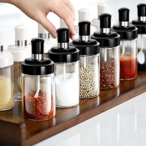 Wholesale 250 ml <b>Kitchen</b> <b>Storage</b> <b>Container</b> Spice Seasoning Bottle Glass Salt Sugar Sealed Jar With Brush and Spoon Oil Pot - Product Image 1