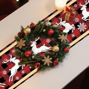 Chemin de <span class=keywords><strong>table</strong></span> de Noël personnalisé, <span class=keywords><strong>nappe</strong></span> de fête de Noël, décoration de Noël, tissu en toile pour <span class=keywords><strong>table</strong></span> à manger à domicile, 33x183cm - Product Image 2
