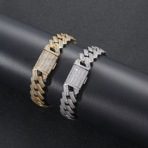 Hip Hop Miami Cuban <b>Chain</b>, Rhombus Full Zirconium Cuban Bracelet Tanjing Fashion Lijing Necklace - Product Image 2
