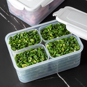 Food <b>Storage</b> Container 4 Compartment Rectangular Flip Top Lid Airtight <b>For</b> <b>Kitchen</b> Vegetables Garlic Scallion - Product Image 2