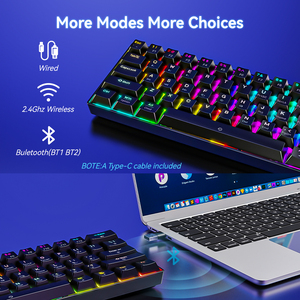 K530 Pro 60% Teclado mecánico inalámbrico RGB BT/2,4 Ghz/con cable 3 modos 61 teclas Teclado compacto para juegos con interruptor marrón táctil - Product Image 2
