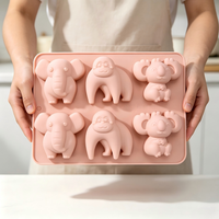 Moules à savon en silicone avec 3 motifs d'animaux de dessin animé mignons, moules à gâteau en silicone, outils pour la fabrication de biscuits
