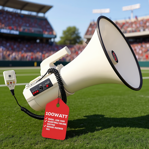 Mégaphone professionnel 100W avec poignée ergonomique et enregistrement USB pour le football, le baseball et les cheerleading - Product Image 2