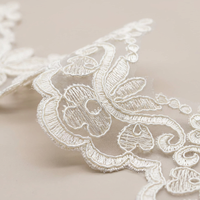 Dentelle Organza Moderne de Style Européen avec Broderie Florale en Fil Doré et Argenté, Filament de Polyester pour Robes de Mariée et Sous-vêtements