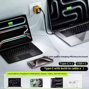 65W Gan Multi-Poort <span class=keywords><strong>3</strong></span>-In-1 Intrekbare Telescopische Adapter Pd Super Snel Opladen Muur Oplader Plug Voor Laptop 22.5W Otp Ovp - Product Image 2