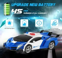 Voiture télécommandée 27 MHz transformable en robot avec fonction de déformation à une touche et pulvérisation, jouet avec lumière LED pour garçons et enfants, cadeau