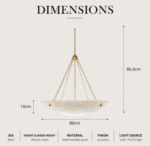 Luxury Alabaster Effect Bowl Pendant Light Natural Texture <b>Shade</b> For Dining Table Living Room Residential Indoor Lighting Projec - Product Image 4