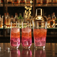 Ensemble de shakers à cocktails portables modernes et durables en gros avec gobelets en plastique et couvercles pour fêtes, outils de bar et cadeaux
