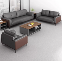 Conjunto de Sofá de Oficina y Mesa de Centro de Cuero, Relleno de Esponja, Estilo Moderno, para Apartamentos y Hoteles, Área de Recepción y Reuniones Empresariales
