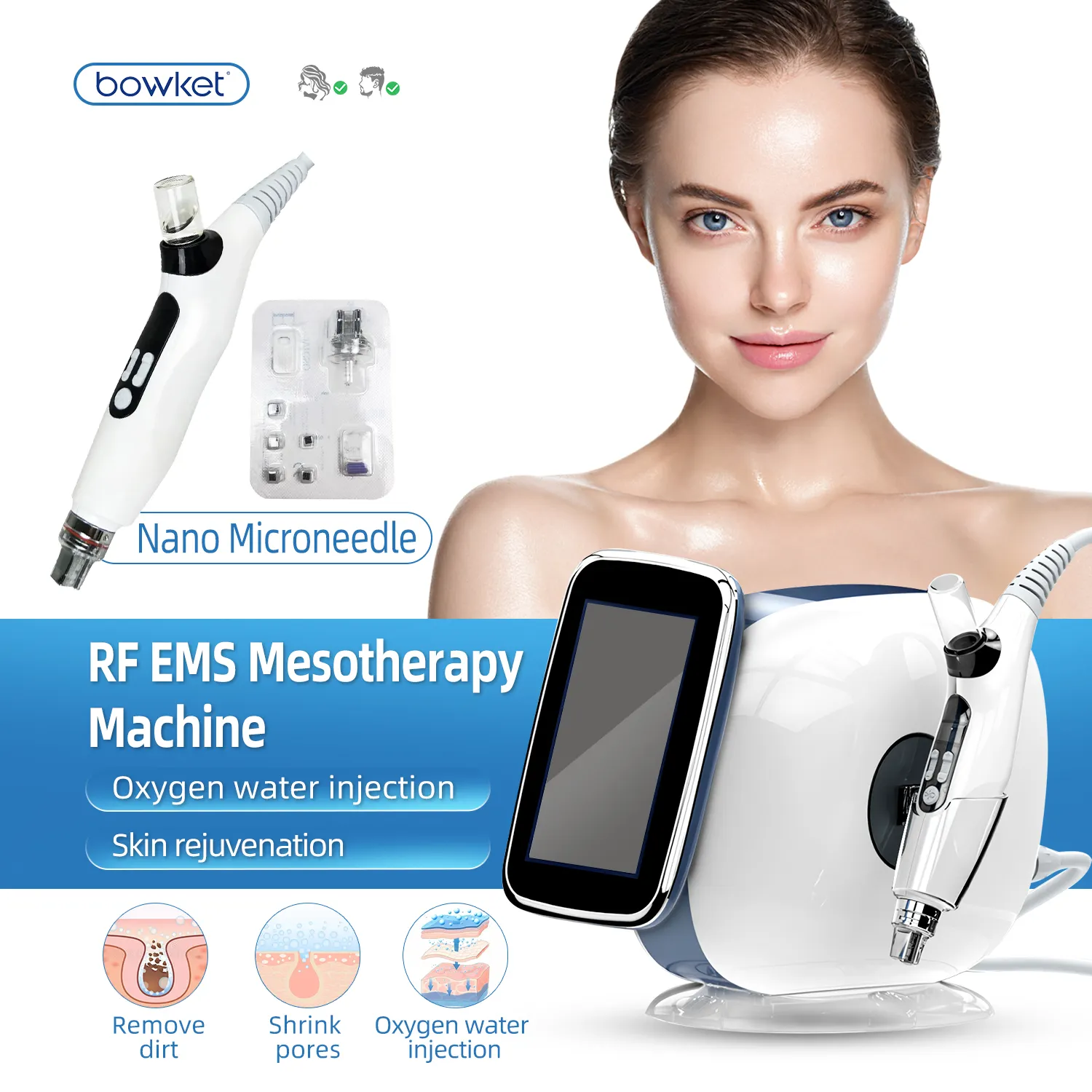 2024 mới nhất bowket trẻ hóa da RF thiết bị Mesogun cho Mesotherapy