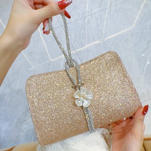 New Sparkling <b>Small</b> Evening Clutch <b>Bag</b> With Pearl Decoration Chain Strap Magnetic Buckle Polyester Women's Tanjing - Product Image 6