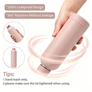 Casual Daily Water <b>Bottle</b> 304 Steel Heat Insulated Slim Mouth Rubber Coated Easy Carry Portable Drinking <b>Bottle</b> - Product Image 2