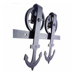 Kit de quincaillerie WEKIS insonorisé moderne noir pour porte coulissante de grange en laiton et acier avec fermeture douce pour chambre et usage extérieur - Product Image 2