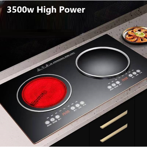 Mesa de doble quemador, cocina <span class=keywords><strong>Wok</strong></span> de inducción <span class=keywords><strong>para</strong></span> restaurante de doble uso integrada, Cocina de Inducción infrarroja de cerámica, estufa cóncava - Product Image 2