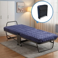 Cadre de lit simple pliable en métal bleu traditionnel personnalisé avec rangement pour salon, chambre, villa, hôtel, mobilier sur mesure