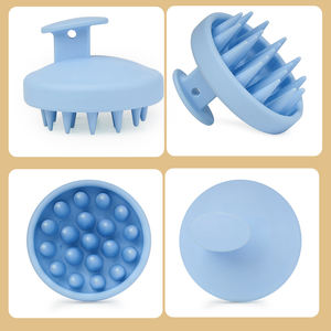 Brosse à shampooing ronde à double usage en silicone souple personnalisée, non jetable, pour le soin des cheveux de bébé avec massage des méridiens - Product Image 6