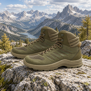 Vente en gros de bottes tactiques mi-hautes pour hommes chaussures de plein air imperméables confortables personnalisées avec nubuck artificiel pour les activités de plein air - Product Image 1