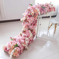 Chemin de table en fleurs de soie classique et traditionnel, rose pêche, 200x40cm, pour décoration de scène, allée de mariage