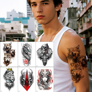 Mangas de <span class=keywords><strong>tatuaje</strong></span> falsas de papel blanco temporal personalizadas-calcomanías de transferencia de agua para brazos y piernas - Product Image 1