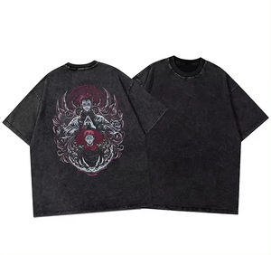 Nueva camiseta con patrón de gran tamaño súper resistente, camiseta Vintage de lavado ácido con LOGO personalizado de Color sólido - Product Image 5