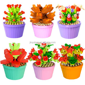 Nouvel ensemble de blocs de construction en plastique, briques de dessin animé, plantes et <span class=keywords><strong>fleurs</strong></span> en pot pour le plaisir des enfants - Product Image 1