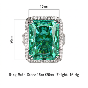 Anillo de Diamantes de Circonia Cúbica con Corte Radiante Cuadrado de Cobre Ecológico de 15*20MM para Mujer, Joyería de Moda al por Mayor - Product Image 6