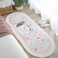 Tapis de sol doux et épais de style Ins, motif ovale, idéal pour animaux de compagnie, pour chambre à coucher, chevet, rebord de fenêtre, décoration de sol pour filles