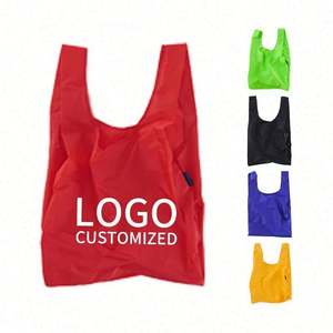 Promotional Custom Design Portable Superet Shopping Bag Waterproof Reusable <b>Folding</b> T-Shirt Tote Shopping Bags in a Pocket - Product Image 1