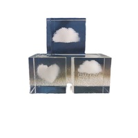 Lumineux 3d sculpté cristal carré veilleuse base en bois massif décoration artistique ensemble personnaliser lune cristal carré lumière led