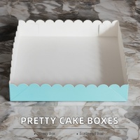 Boîte à gâteau jetable haute et transparente en matériaux recyclés, sûre pour les aliments, avec fenêtre festonnée, bleue, pour anniversaire, gaufrage – Offre Spéciale