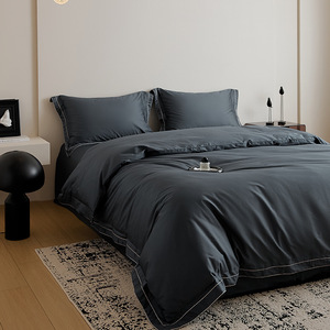 100% Cotton Woven Modern King Size Solid Color Luxury Hotel Bedding <strong>Sets</strong> Duvet Cover <strong>Bed</strong> Sheets Customizable 300TC <strong>Purple</strong> - Product Image 4