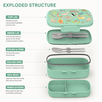 Boîte à lunch scolaire pour la rentrée des classes, boîte bento étanche à trois compartiments en matériau de qualité alimentaire pour enfants, idéale pour l'export.