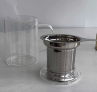 Mug à infuseur à thé en verre borosilicate de haute qualité 350ml 450ml, tasse à café à large ouverture avec filtre en acier inoxydable pour le bureau et la maison