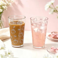 Mignon Gobelet en Verre Hello Kitty Kawaii Unisexe pour l'Été, Portable, Résistant à la Chaleur, Sûr pour les Aliments, Tasse à Café et Dessert pour Hôtel, PPWR